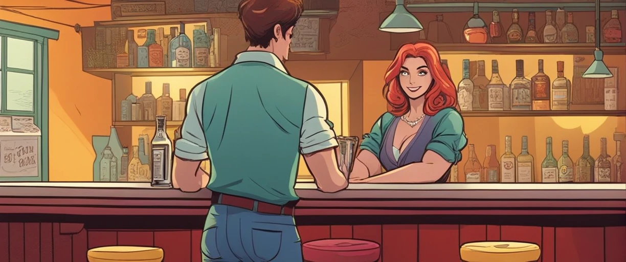 Young man in a public bar