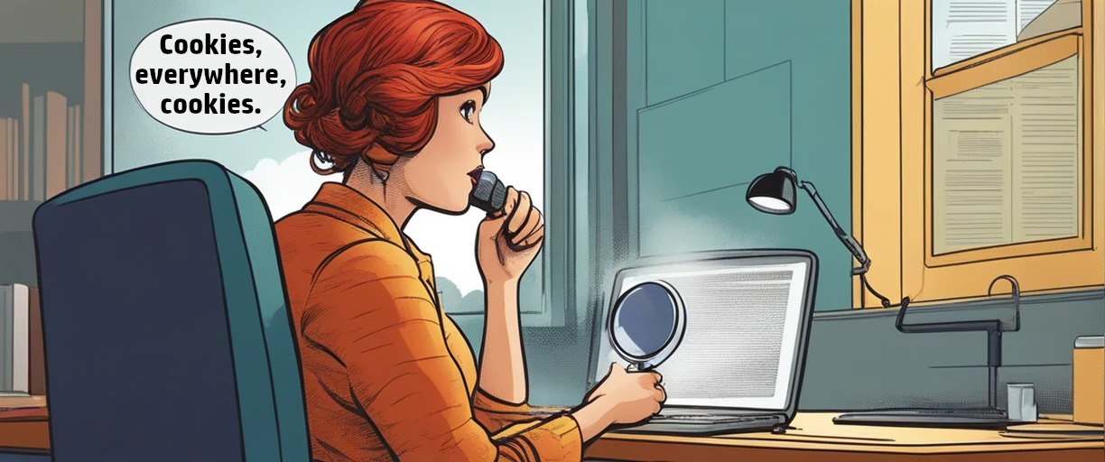 Woman checking computer cookies